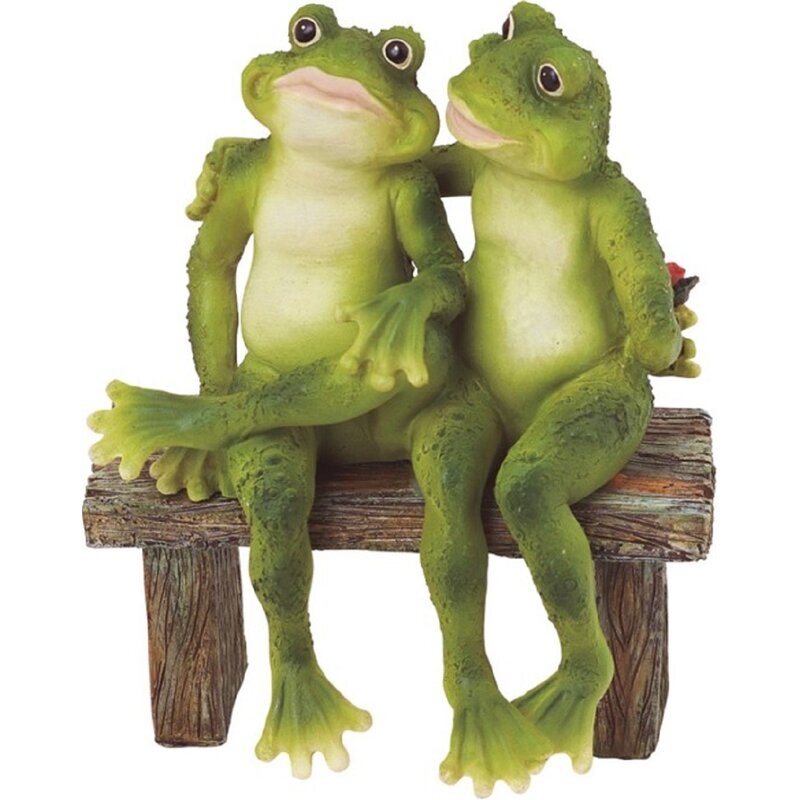 Trinx Frog Couple Sitting On Bench Figurine Wayfair 8693